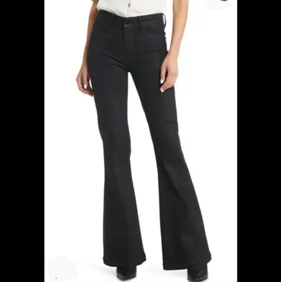 PTCL Studded Flare Leg Jeans Midrise Stretch Denim 33" Inseam Black Wash 28 NWT - Picture 3 of 15